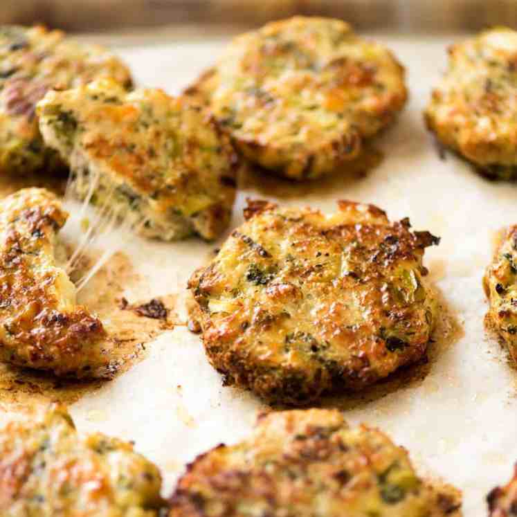 Golden and crispy on the outside, juicy and cheesy on the inside - BAKED Cheesy Broccoli Chicken Patties. recipetineats.com