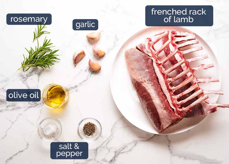 Ingredients in herb and garlic marinated Rack of Lamb