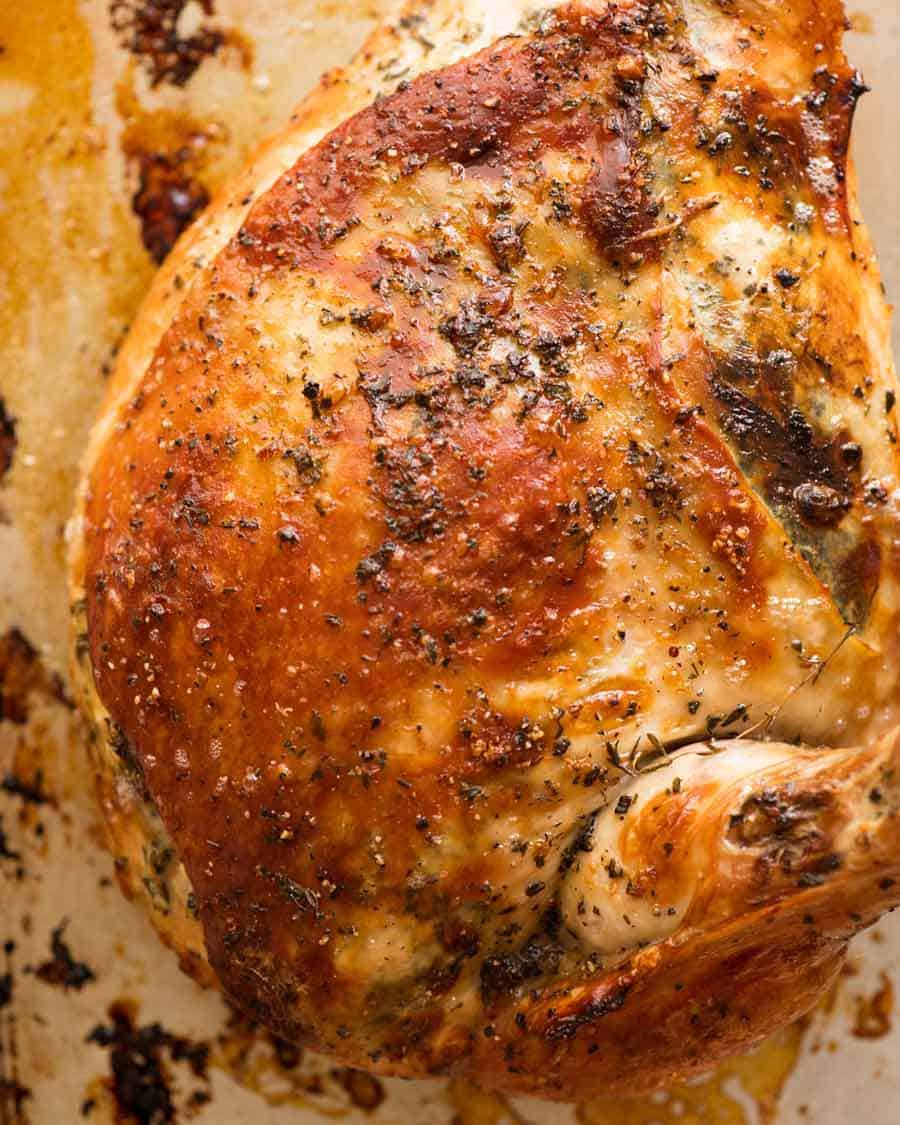 Garlic Herb Slow Cooker Turkey Breast after crisping under broiler / grill