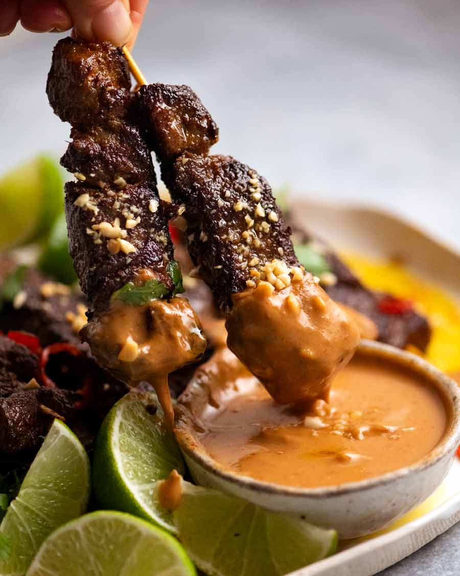 Thai Beef Satay Skewers with Peanut Sauce